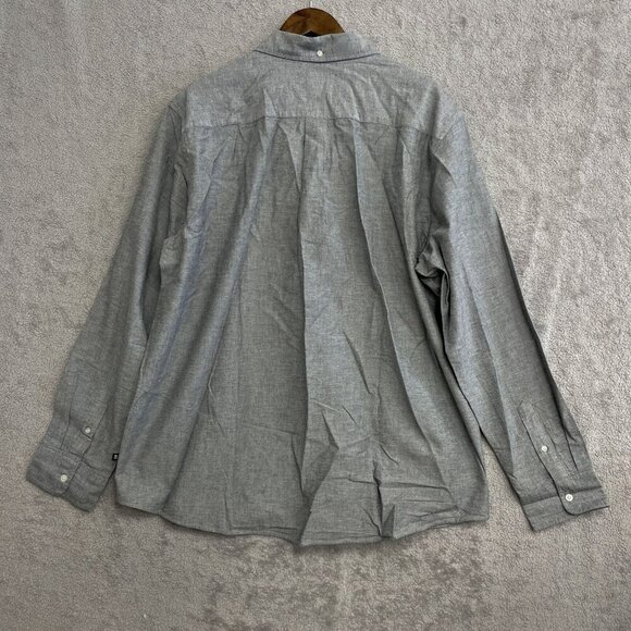 NWOT Gap Men's XXL Gray Long Sleeve Button-Up Shirt Cotton Spandex Blend - Picture 3 of 6